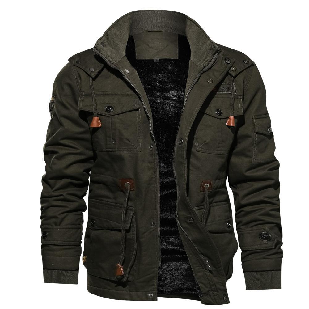 Autumn and Winter Men's Removable Hooded Fleece Thickened Washed Jacket Large Size Casual Jacket