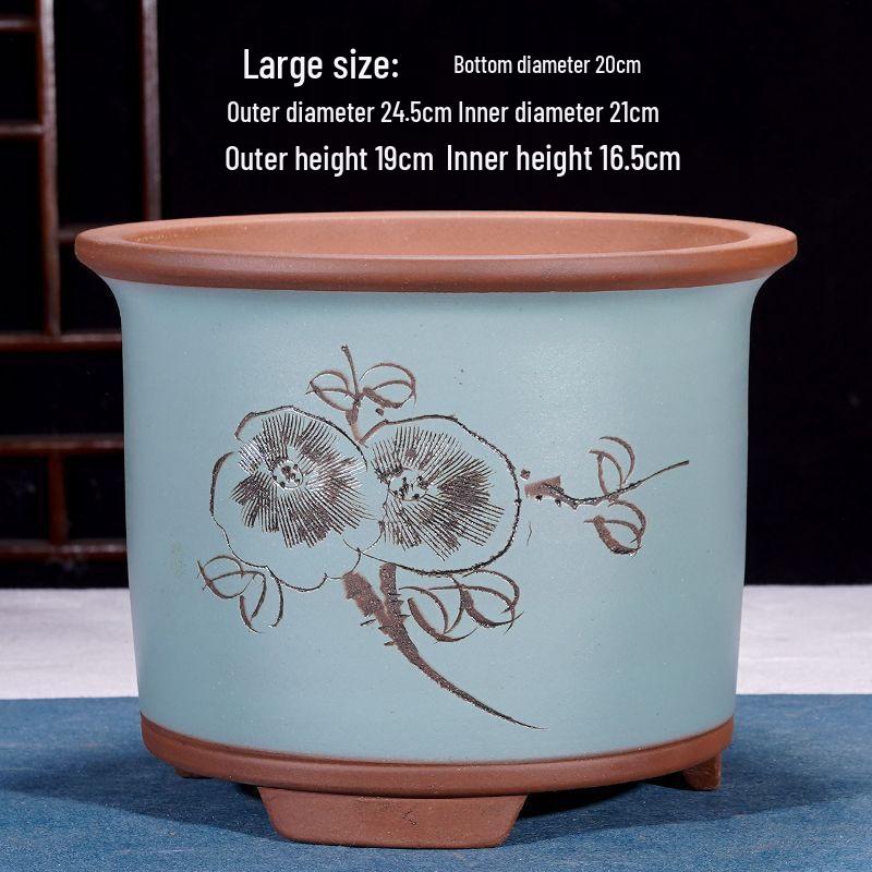Purple Clay Ceramic Orchid Pot