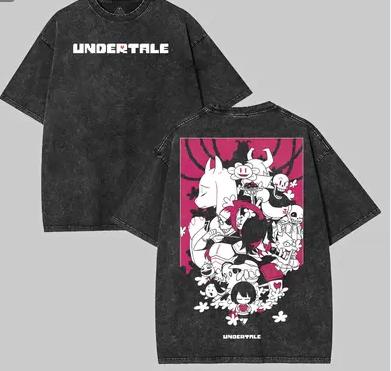 UNDERTALE x SQUARE ENIX Раздражающий Пес и Эмиль Футболка Satoru Gojo Унисекс Высокое качество Оверсайз Футболка Премиум Люкс