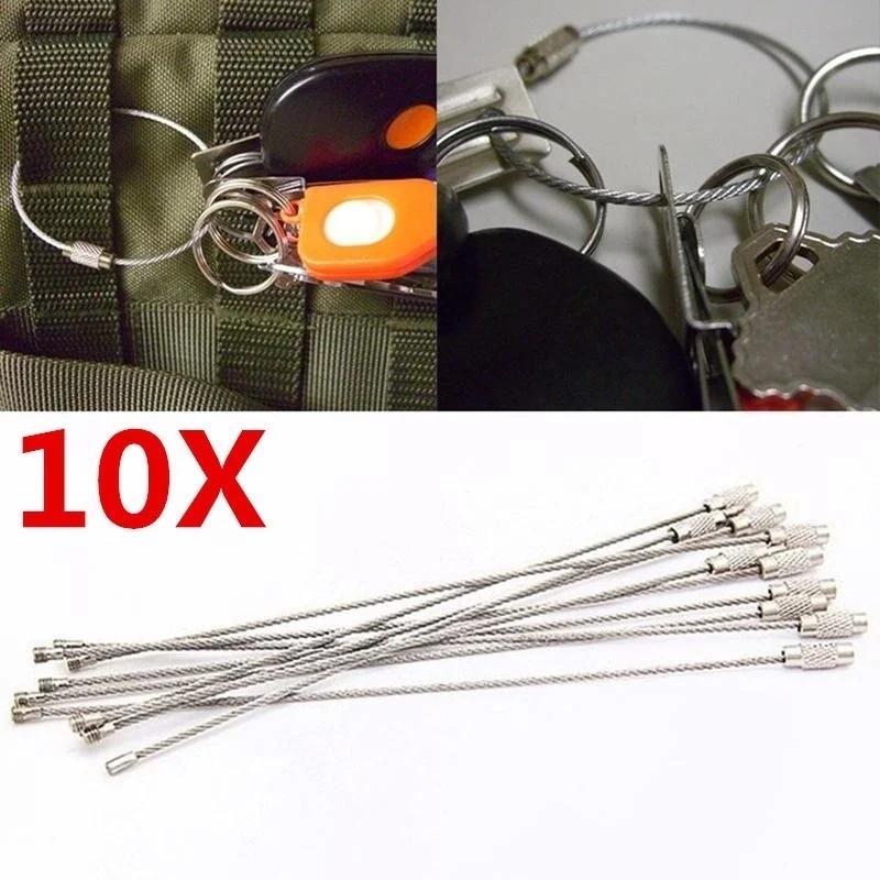 5 шт./10 шт. проволочный кабель петля винт замок гаджет кольцо брелок брелок из нержавеющей стали бирка веревка круг походная веревка фитинги