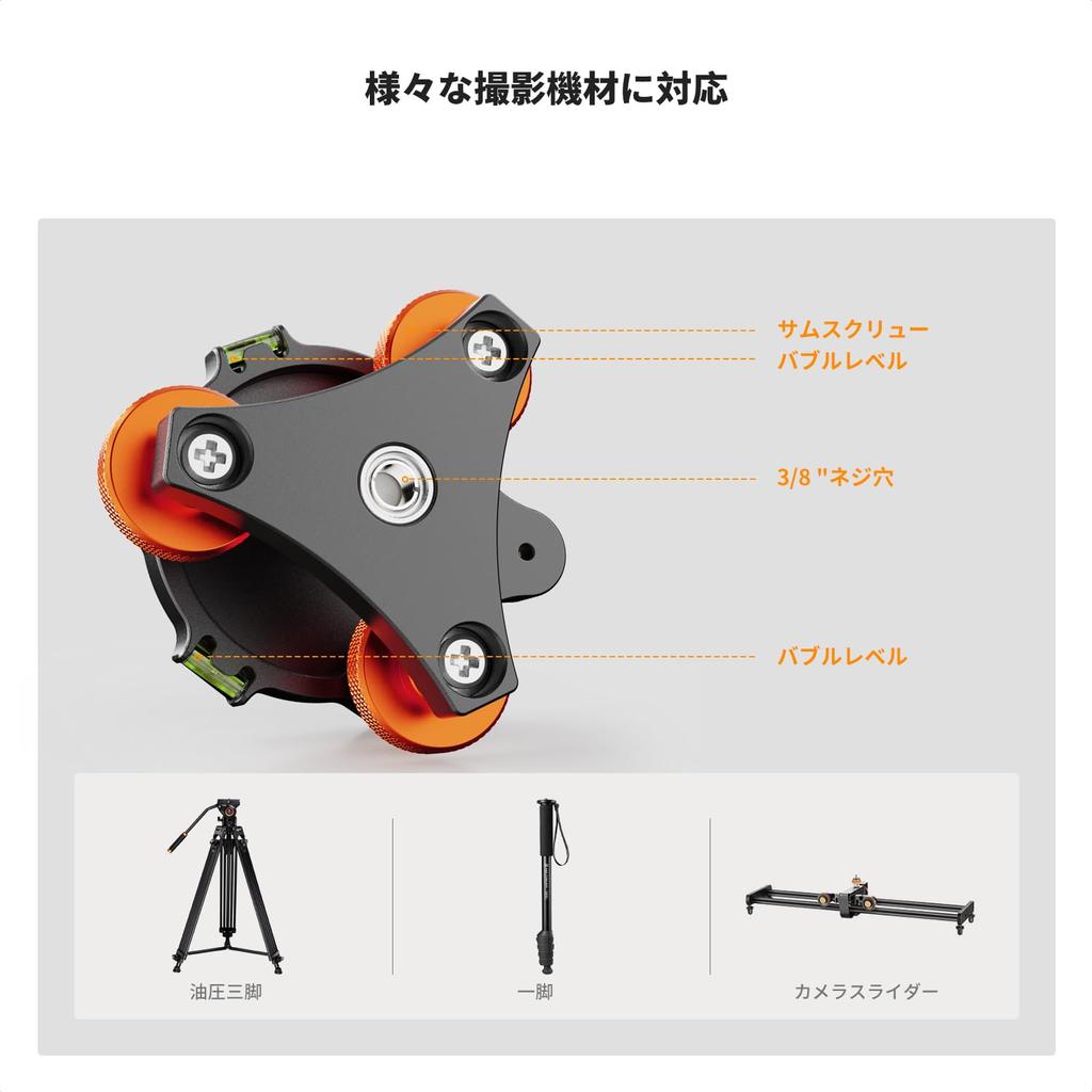 Tripod Head Leveling Base Camera Leveler Tripod Precision Leveler Made of Aircraft Grade Aluminum Alloy 3 Axis Head Thread Precise Angle Adjustment