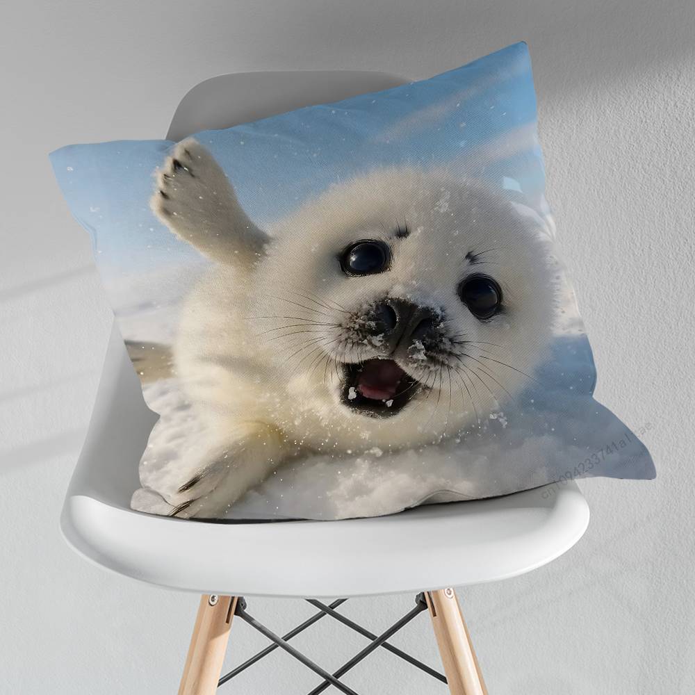 Animal Seal Cute Throw Pillow Case Living Room Sofa Cushion Cover For Home Bedroom Decoration Protector