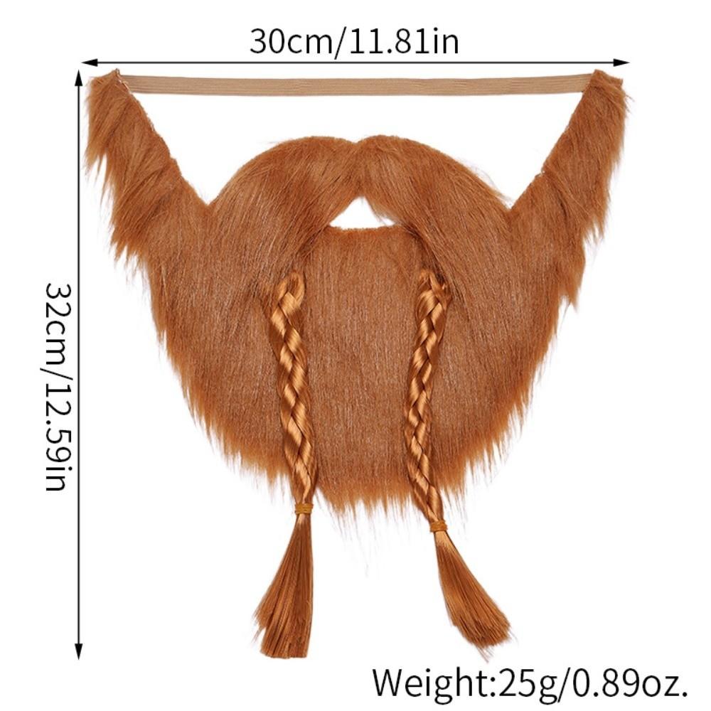 Artificia Realistic Fake Beard Funny Viking Braided Beard Pirate Play Halloween Fake Mustache Prom