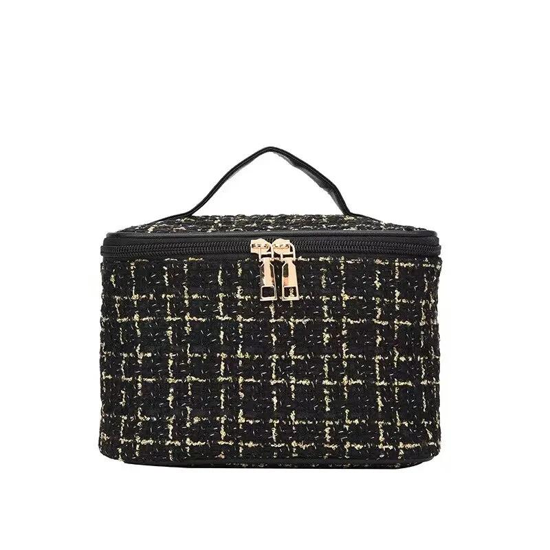 Косметичка большой вместимости в корейском стиле, портативный кейс для макияжа нишевого дизайна с ручками, милый органайзер для туалетных принадлежностей для путешествий