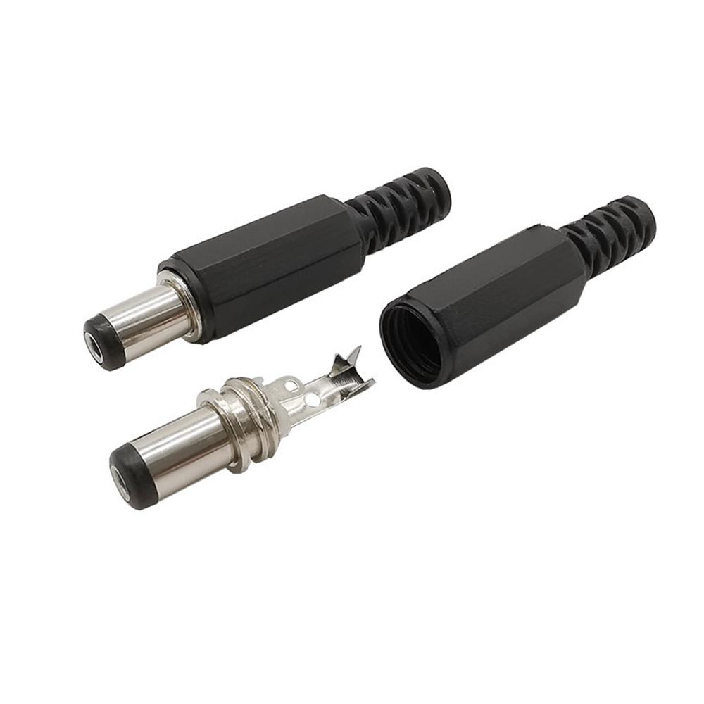 STONEGO 12V 3A DC Power Connector Panel Mount Female Jack Socket with Plastic Male Plugs, Screw Nut 5.5 x 2.1mm