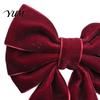 Holiday Home Table Accents 6Pcs Velvet Bow Napkin Rings, Christmas Fabric Holders, Red Festive Dining Accessories Green Rings for Dinner Party