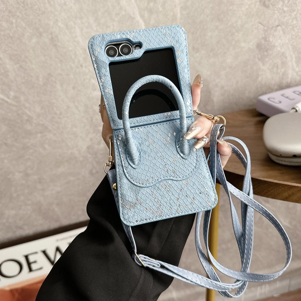 Сумка с узором змеиной кожи, браслет на запястье, кроссбоди, чехол для телефона из ПУ кожи для Samsung Galaxy Z Flip 6 5 4 3, противоударный чехол