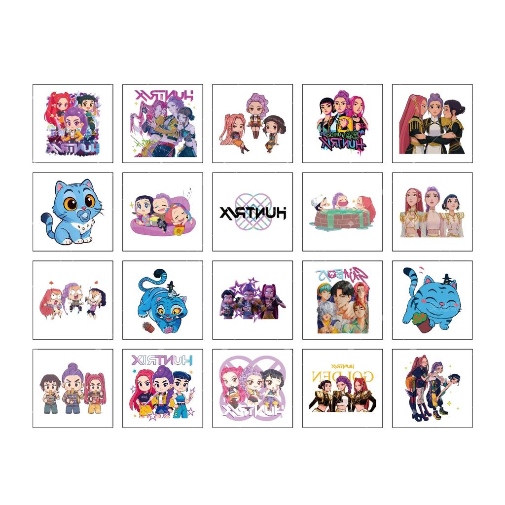 20PCS Rumi Kpop Temporary Tattoo Stickers Cute Cartoon Design Waterproof Funny Party Christmas Gift Ideas