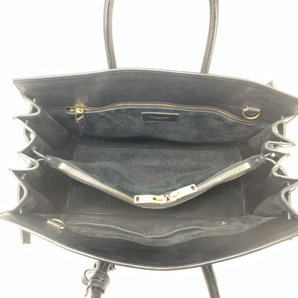 SAINT LAURENT PARIS YSL 2way Sac de Jour Shoulder Bag Tote Handbag Leather Black