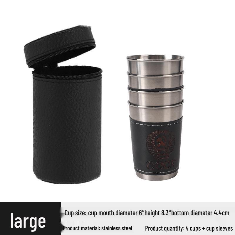 Портативный набор бокалов для вина из нержавеющей стали с кожаным чехлом - Идеально подходит для путешествий и отдыха на природе