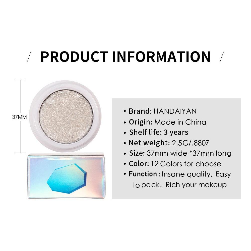 HANDAIYAN 12 цветов Поляризованные жемчужные легкие тени для век, кремовые монохромные тени для век с картофельным пюре, яркие кристальные цвета, тарелка для макияжа