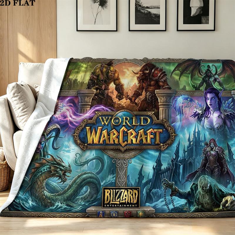 World of Warcraft Print Flannel Blanket High Quality Warm Comfortable Cover for All Seasons Perfect for Gifts Home Decor