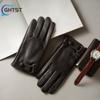 Модные зимние перчатки из натуральной кожи для мужчин, на пуговицах, из натуральной овчины, на флисовой подкладке, теплые и мягкие