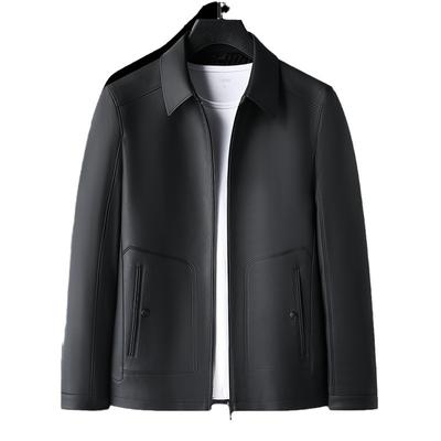 Осенняя мужская флисовая куртка из овчины с лацканами, кожаная куртка для папы, куртка