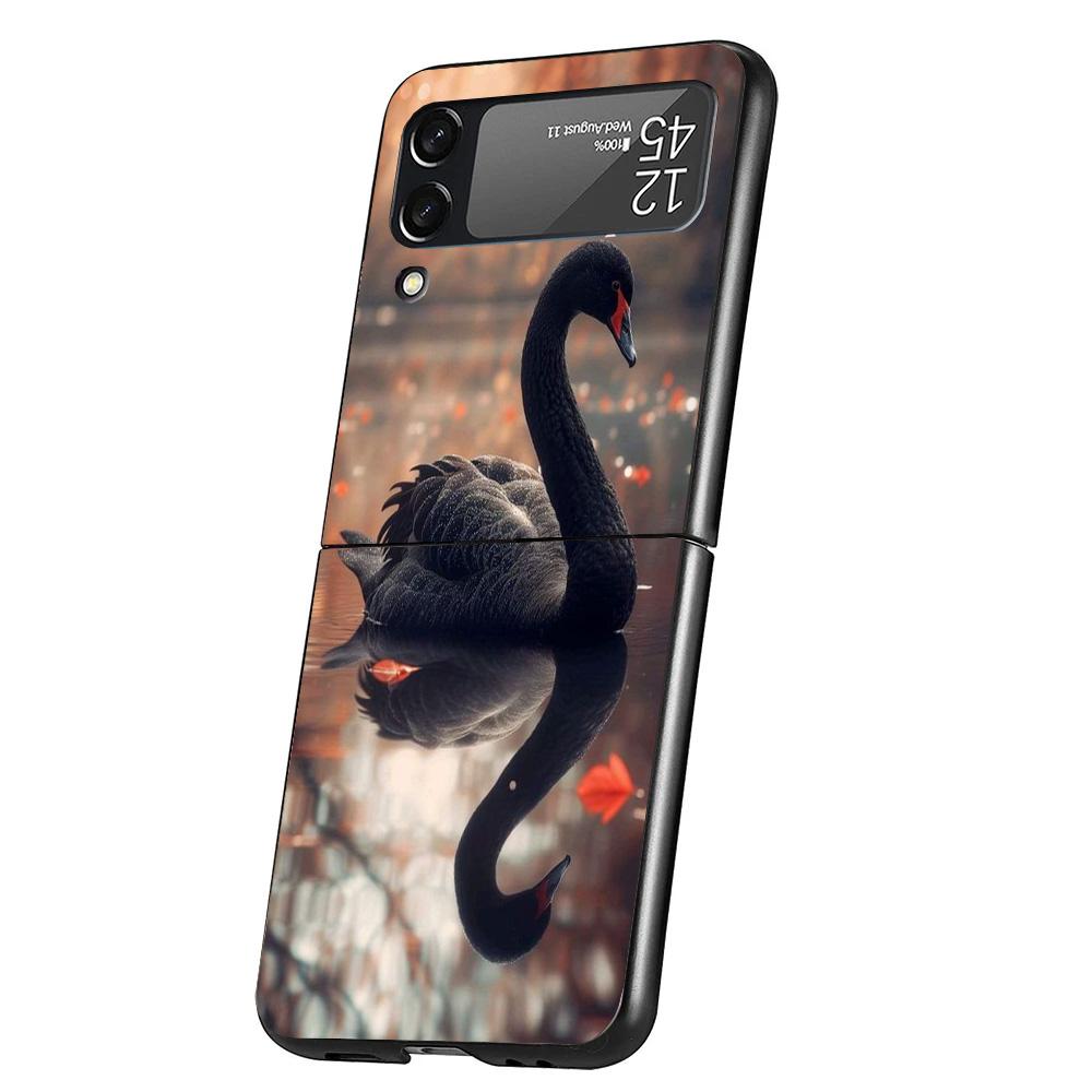 Черный лебедь Благородный Чехол для телефона Samsung Galaxy Z Flip 7 6 5 4 3 5G Flip7 Flip6 Flip5 Flip4 Flip3 Черный Fundas Shell Galaxy