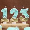 Glittery Beach Birthday Candles for Ocean-Themed Party Blue Candles Birthday for Kids Cake Decorations