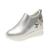 New High Heels Embroidered Shoes Casual Black Women's Sneakers Leisure Platform Shoes Slip-On Breathable Height Increasing Shoes