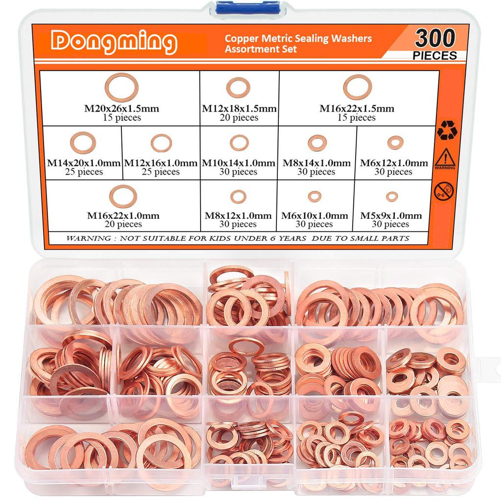 300/200/360 шт. Красная медь Уплотнительное кольцо Сальник Набор прокладок Красная медная плоская шайба Круглая Красная медная уплотнительная коробка