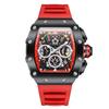 New Red Multi-function Fashion Waterproof Quartz Men's Watch Top Brand Luxury Silicone Tape Sports Chronograph Watch