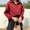 Black Shirts Women Oversized Vintage Chic Korean Fashion Long Sleeve Casual Blouse