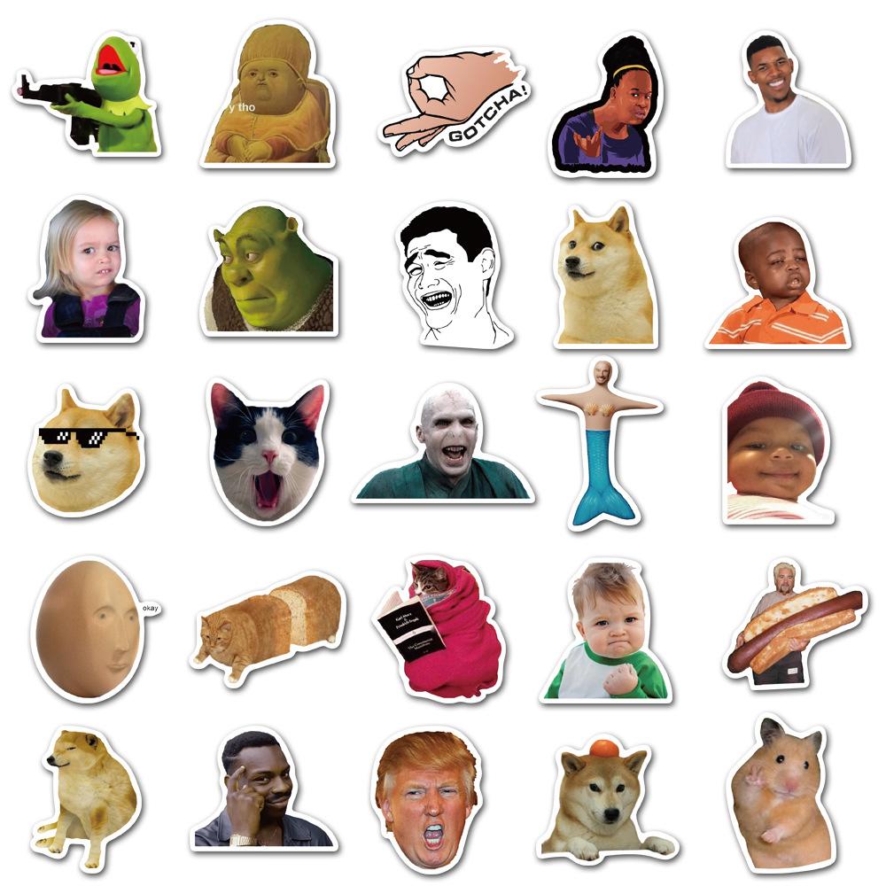 Забавный кот-мем, крутая наклейка, мотоциклетный ноутбук, телефон, чемодан, ноутбук, автомобильная бутылка, игрушка, модная наклейка, наклейка, игрушка