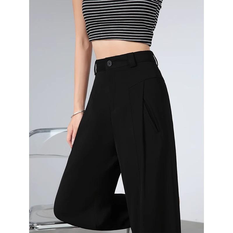 Gray Wide-leg Pants Women's Spring and Autumn New High-end Suit Pants High-waist Drape Casual Floor-mopping Straight Pants
