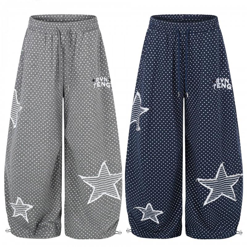 Star Embroidery Sweatpants Unisex Loose Wide Leg Joggers Dance Streetwear