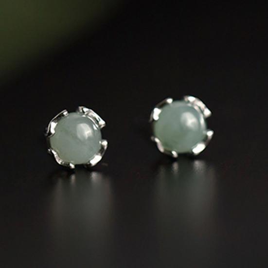 1 пара шпилек для ушей, блестящая имитация нефрита, инкрустация, украшение для ушей, ювелирные изделия, шпильки для пирсинга