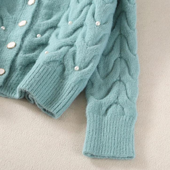 Женский вязаный кардиган Sweet Pearl с v-образным вырезом, женские осенние и зимние универсальные короткие вязаные топы