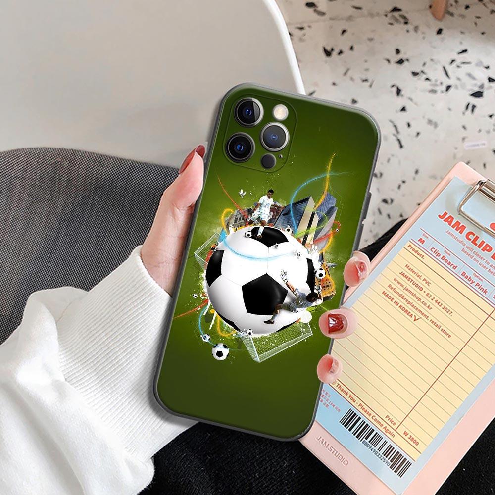 Fire Football Soccer Ball Phone Case for Apple iPhone 16 15 14 Plus 11 13 17 Pro Max 17Air 16e 17Pro Cases Soft Silicone Cover