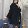 Turtleneck Pullovers Tassel Knitwears Women Tops Casual Loose Knitted Sweater Women Korean Fashion Woman Cape Long Shawl Solid Winter Clothes 28271