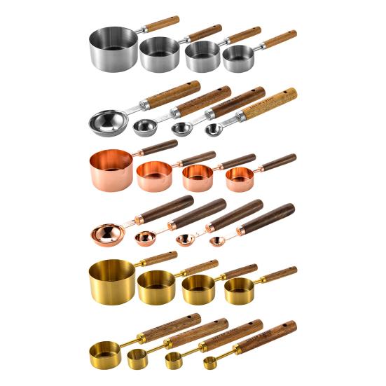 4 шт. мерная ложка с деревянной ручкой пищевой класс без BPA полированная поверхность многоразовый мерный стаканчик набор инструментов для приготовления пищи