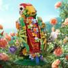 Gobricks MOC Creative Flowers Brid Bricks Model Flowers Brid Parrot Cockatiel Peacock Seagull Vultures Building Blocks Toy Gift