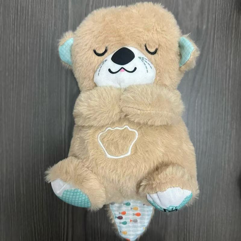 New Breathing Otter Plush Toy with Music & Light, Soft Cuddly Stuffed Animal, Soothing Companion for Kids, Cute Gift for Girls