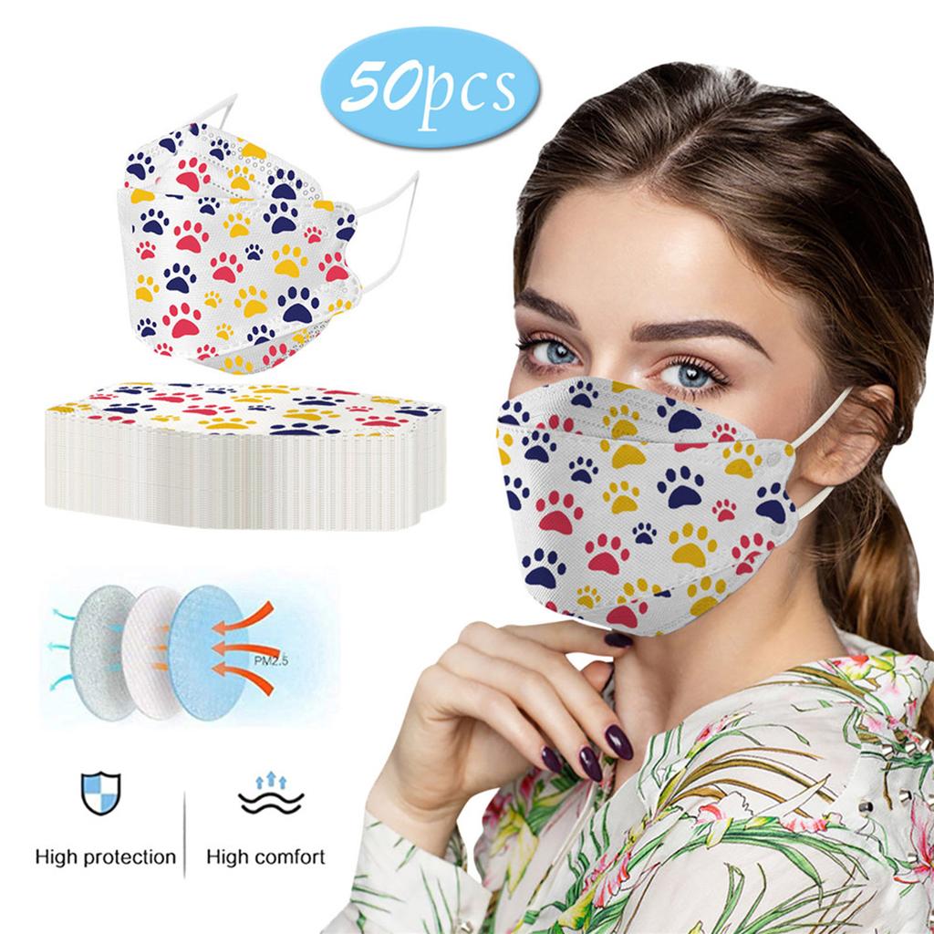 (SU)Одноразовые маски для лица для взрослых с 3D-дизайном 4-слойная дышащая маска для лица с милым принтом