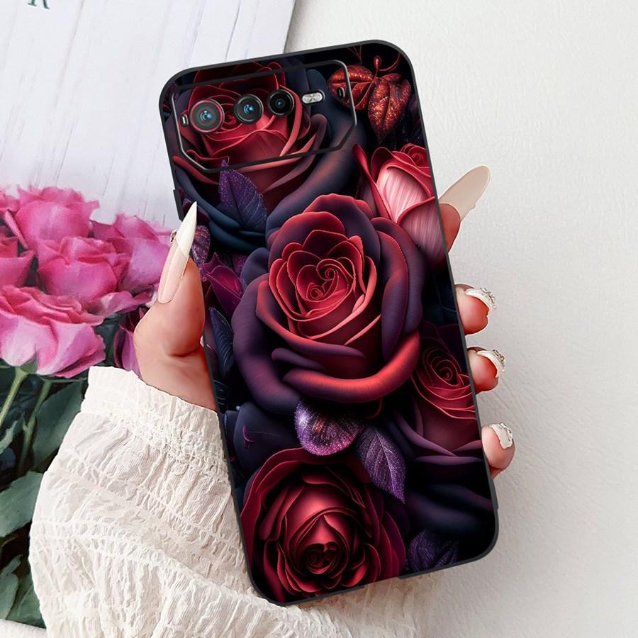 Чехол для Asus ROG Phone 6 Phone6 Pro 5G из ТПУ Мягкий Силикон Цветочный Сердечный Узор Чехол для Телефона Для Asus ROG Phone 6 Pro Задняя Крышка