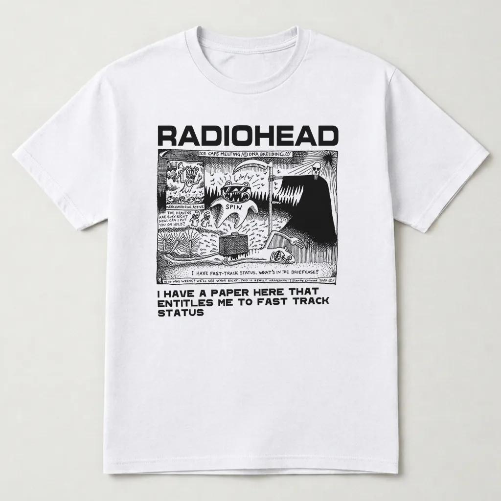 Radiohead группа графика Винтажная Унисекс футболка Унисекс Круглый вырез 100% Хлопок Короткий рукав Y2k Оверсайз Мода Популярная футболка Для фанатов