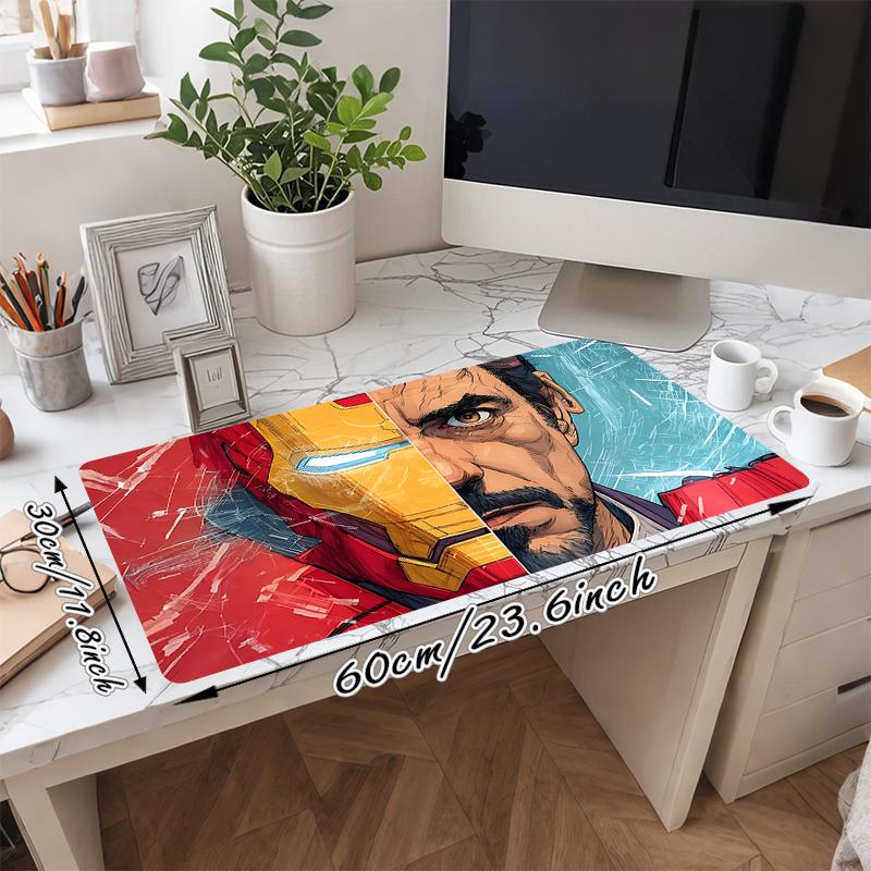 1Pc Iron Man'S Helmet Closeup Gaming Mouse Pad Keyboard Desk Mat Non-slip Rubber Lock Edge Waterproof Computer Mousepad for Office Home Decor Es159