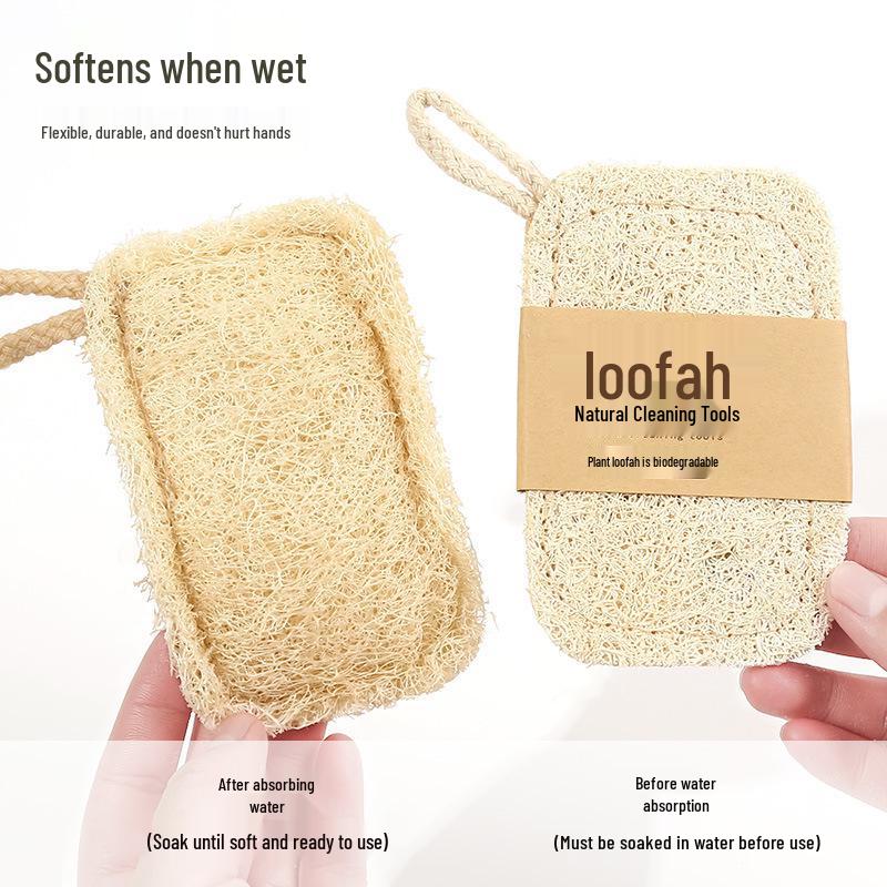 Non-stick Kitchen Loofah Dishwashing Brush and Natural Plant Cleaning Sponge.