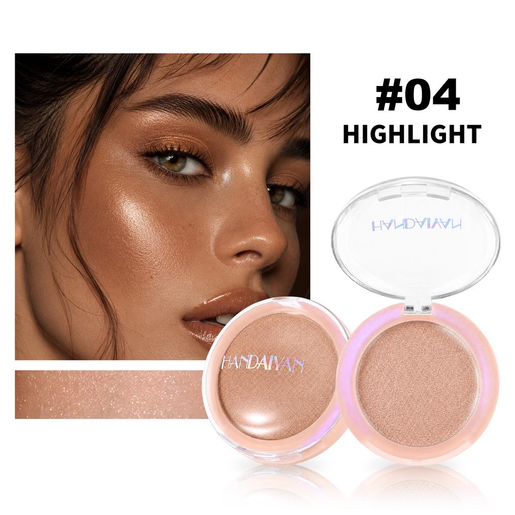 HANDAIYAN Румяна и хайлайтер: Aura Dreamlight Пудра для макияжа 2-в-1 с 6 оттенками, маслянистая, высокопигментированная и стойкая, 5 г
