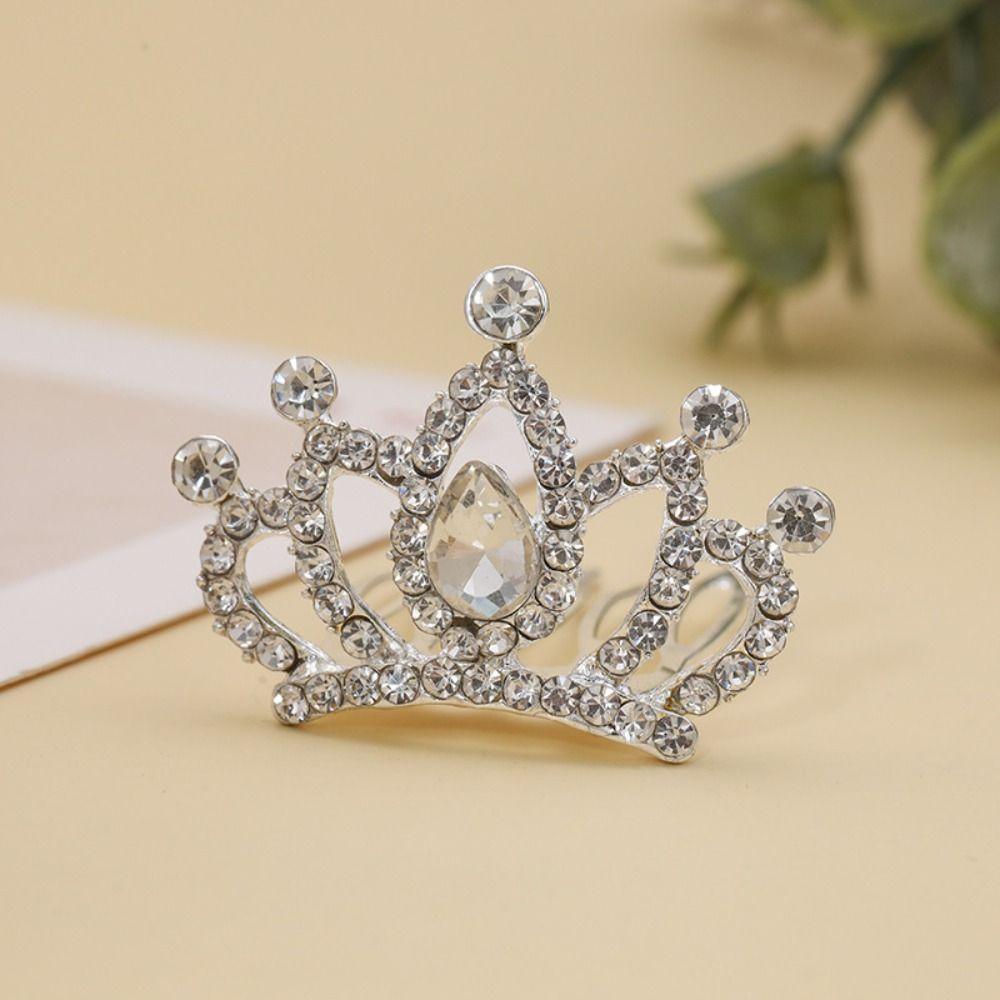 Love Heart Children Tiara Headband Star Rhinestone Hairpins Sweet Crystal Crown Hair Comb  Bridal