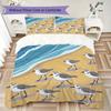 Beach Seagull Shell Pattern Bedding uilt Set uilt Cover Pillowcase Home Decoration Birthday Gift (1 * duvet cover + 2 * pillowcase without core)