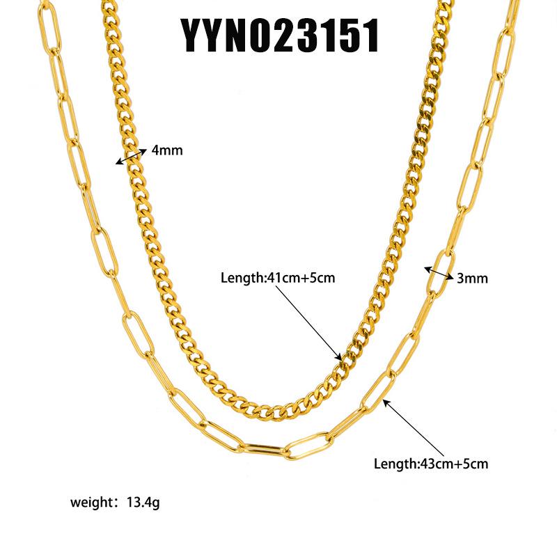 Двухслойное ожерелье из нержавеющей стали с покрытием из 18-каратного золота — не выцветает, легкая роскошная цепочка для свитера, аксессуар из титановой стали