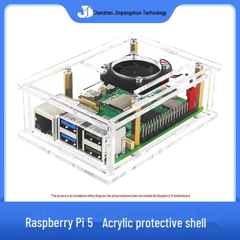 Акриловый корпус для Raspberry Pi 5 с вентилятором охлаждения