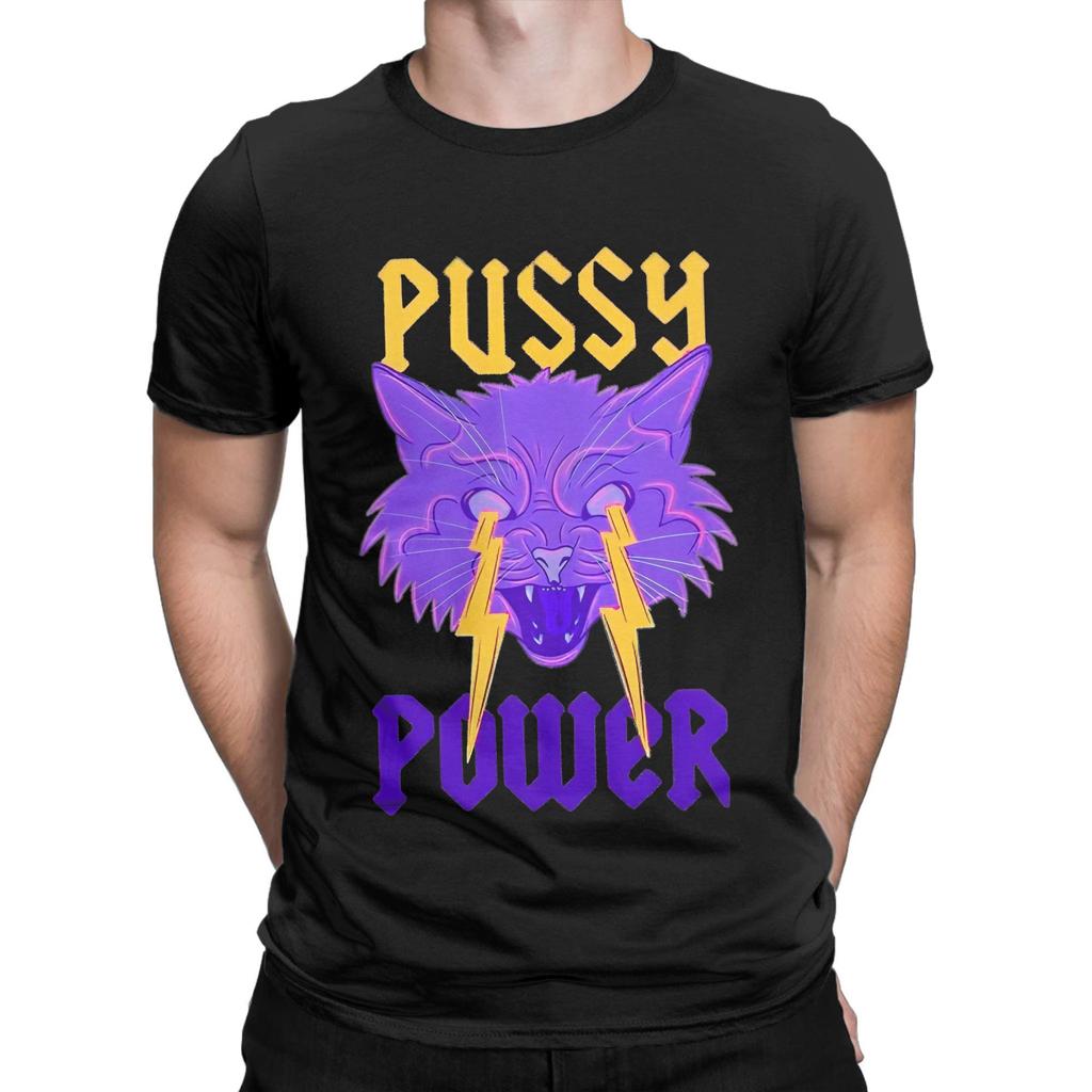 Casual T-Shirt Beach Pussy Power Trendy Cool T-Shirts Funny Cotton Tee Shirt for Men Aesthetic Printed Short Sleeve Top Tees