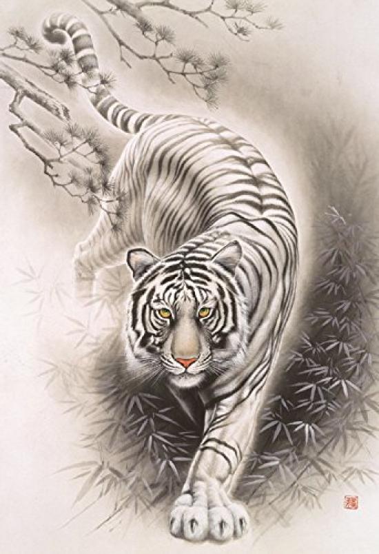 Пазл из 450 деталей, мастер-сертификат, шедевр, Белый тигр, маленькая деталь (26x38см)