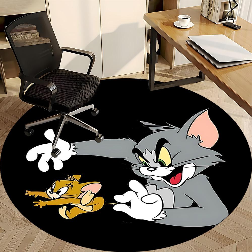 1pc Tom Jerry Office Round Area Rug, Under Office Chairs Bedroom Living Room Home Decor, Room Decoa1016107