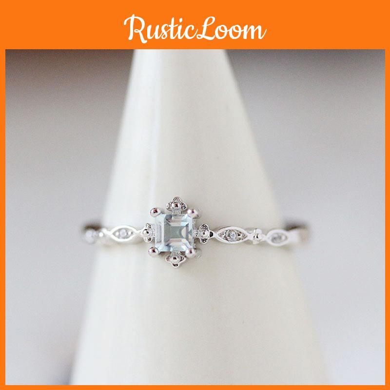 Stunning Women Cube Sea Blue Sapphire Engagement Ring Ideal For Romantic Moments