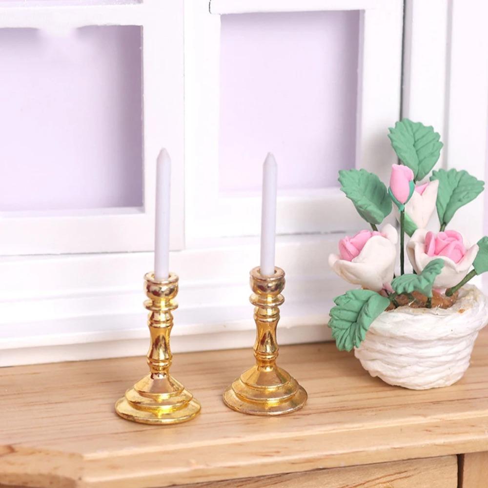 1:12 Scale Candlesticks Furniture Toy Resin Miniature Candlesticks Play House Toy