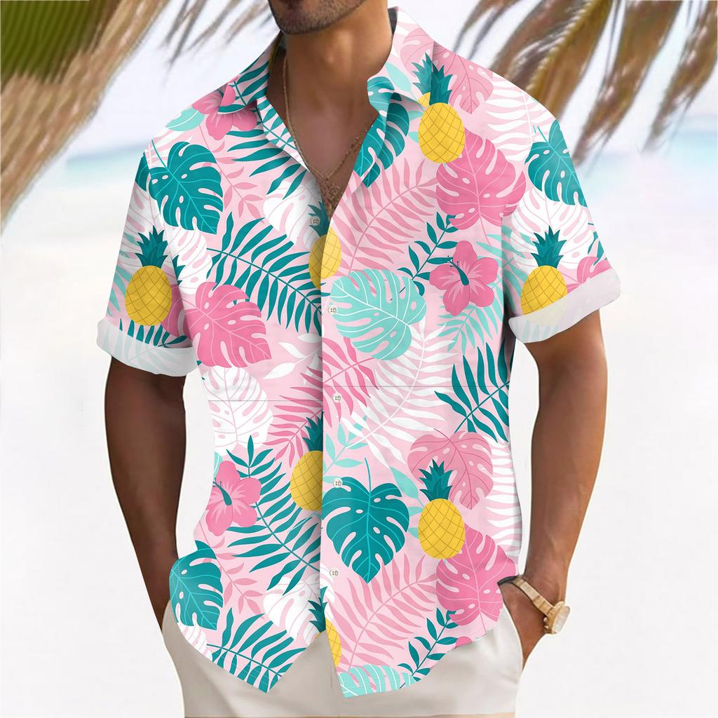Гавайские рубашки для мужчин с 3D-принтом для пляжа и цветов, рубашка с коротким рукавом для мужчин, пляжная повседневная мужская рубашка свободного покроя